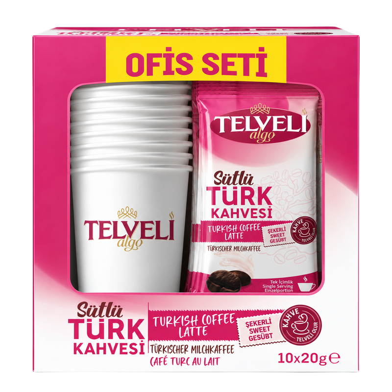 Sütlü Hazır Türk Kahvesi – Şekerli – Toptan Ofis Seti