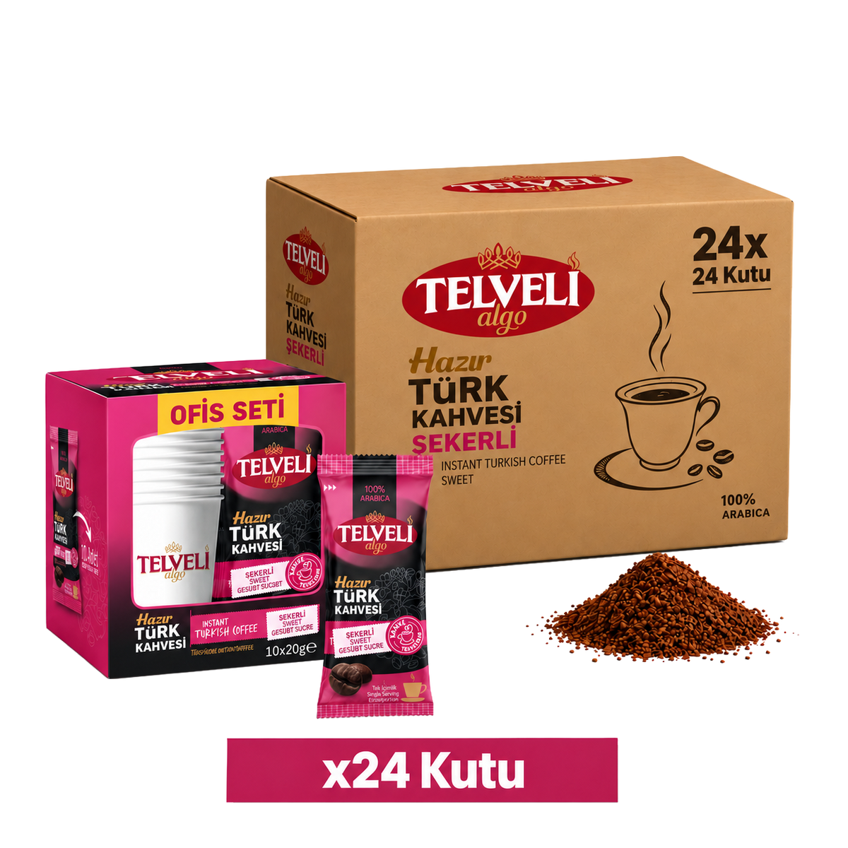 Sütlü Hazır Türk Kahvesi – Şekerli – Toptan Ofis Seti