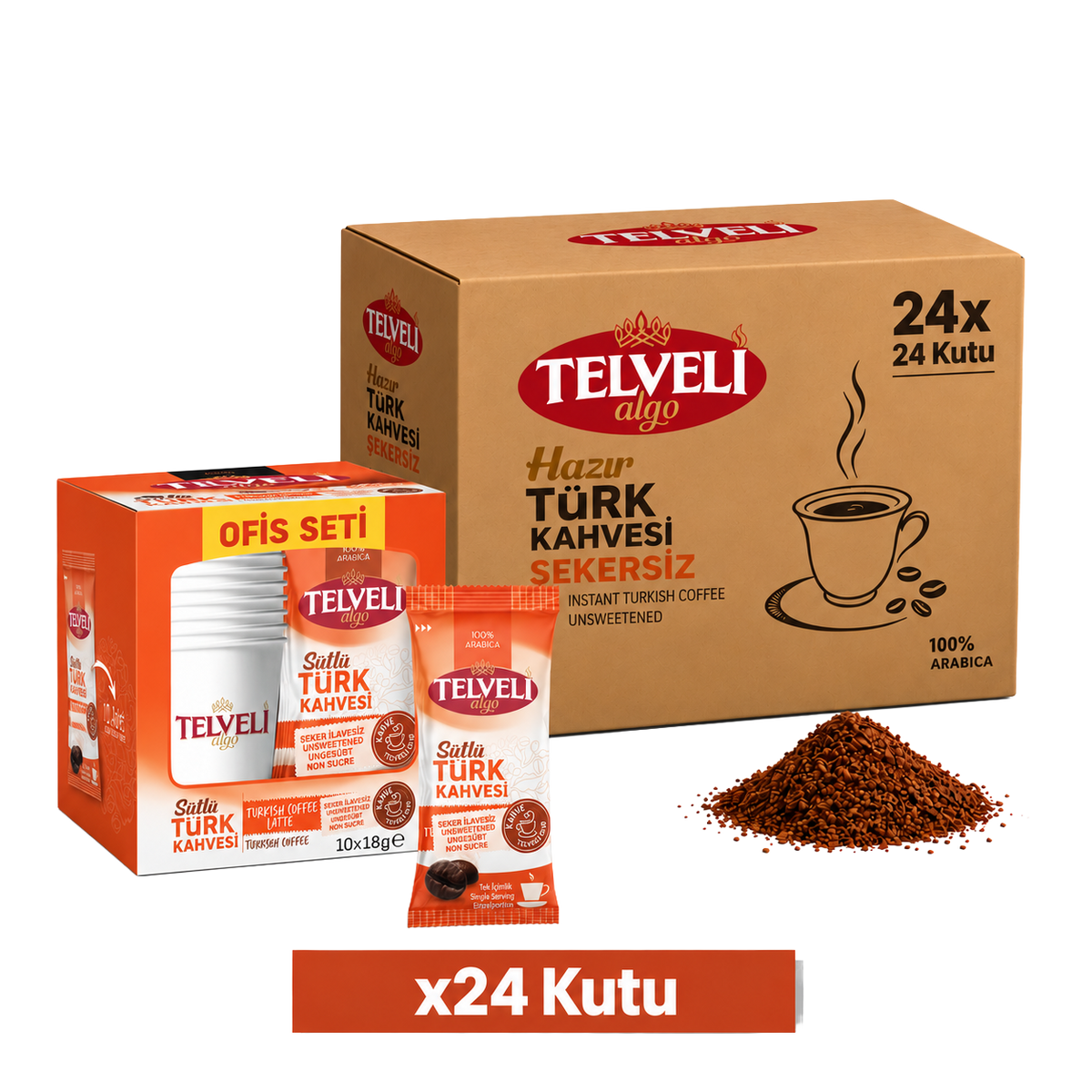Sütlü Hazır Türk Kahvesi – Şekersiz – Toptan Ofis Seti